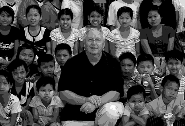Roger Oakland and the children in Myanmar